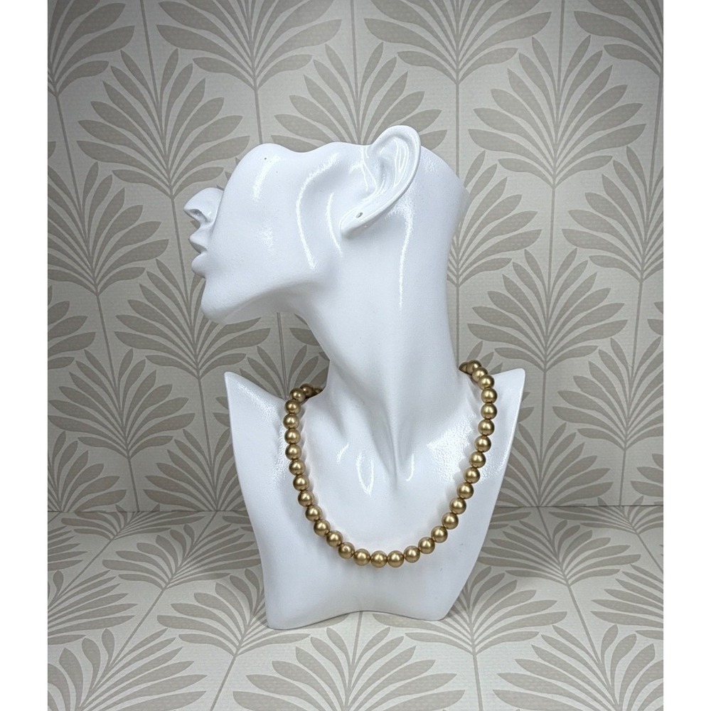 Richelieu Vintage Gold Faux Pearl Strand Necklace Choker Clasp 18 Inch 60s